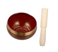 ARTSEWPLY Copper Singing Bowl Set 8cm Red Handmade Tibetan Meditation Bowl with Wood Mallet Buddhist Sound Therapy for Mindfulness and Relaxation Rituals