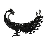 ARTSEWPLY Creative Black Iron Peacock Toilet Paper Roll Holder with Stable Structure and Storage Shelf, Standing Tissue Paper Holder for Living Room and Kitchen