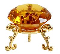 ARTSEWPLY Crystal Diamond Ornament with Gold Pattern Alloy Display Rack Durable Decorative Centerpiece for Home Table Smooth Polished Surface Realistic Crystal Design Practical Living