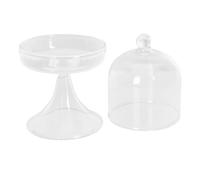 ARTSEWPLY Crystal Glass Household Dessert Plate Dustproof Cover, Small Footed Multi-Function Cake Tray for Pastries and Bread, Decorative Lemon Dome Serving Dish