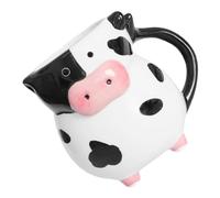 ARTSEWPLY Cute Cow Print Ceramic Coffee Mug with Non-Skid Feet Hand Painted Heat-retaining Cup for Women Office Home Decor and Cow Lovers