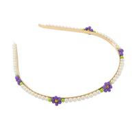 ARTSEWPLY Daisy Headband with Artificial Pearls and Rice Beads Elegant Bridal Hair Accessory for Women and Teens Minimalist Flower Hairband for Festivals and Ocean Parties and Comfortable