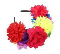 ARTSEWPLY Day of the Dead Floral Crown Headband for Women Black Fabric Flower Hairband Halloween Costume Accessory for Dia de Los Muertos Carnival and Cosplay