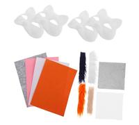 ARTSEWPLY DIY Plush Kit with Blank Masks Eye Mesh Felt for Painting Cosplay Costume Party Accessories Animal Masks with Craft Supplies for Halloween Performances Games