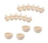 ARTSEWPLY DIY Wooden Bowls and Acorns Craft for Unpainted Natural Wood Models for Creative Painting and Handmade Decorations Educational Art for Boys