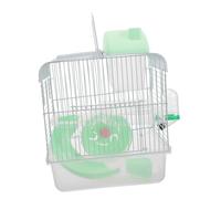 ARTSEWPLY Double-layer Hamster Cage with Castle Design, Green Large Small Pet Villa 23x17x33cm, Wire Cage Habitat Suitable for Dwarf Hamsters and Guinea Pigs
