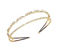 ARTSEWPLY Double Rhinestone Headband Bridal Hairband Wedding Crown with Crystal Accents for Engagement Prom Party Accessories