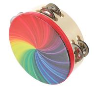 ARTSEWPLY Double Row Rainbow Tambourine Handheld Musical Instrument with Jingles for Adults Cheering Props Educational Music for Party and Performance