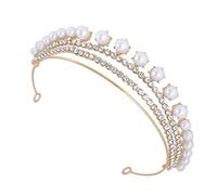ARTSEWPLY Elegant Shiny Pearl Bride Crown Headdress for Wedding and Anniversary Chic Gold Bridal Headpiece with Delicate Workmanship Comfortable Fit for Bridesmaids