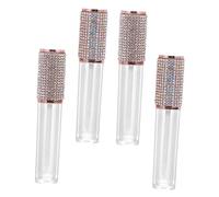ARTSEWPLY Empty Lip Gloss Tubes and Lip Oil Bottles Set 4pcs Small Containers with Rhinestone Patch for Travel and DIY Cosmetic Storage