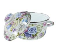 ARTSEWPLY Enamel Stock Pot with Double Handles Flat Bottom Cooking Pot for Stove Conductor Soup Pan with Lid Kitchen Casserole for Milk Tea and Stews