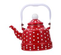 ARTSEWPLY Enamel Teakettle Red White Dot Stovetop Kettle for Electric Induction Gas Stove with Comfortable Handle Easy to Clean and Capacity for Household Tea Brewing and Party Use