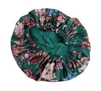 ARTSEWPLY Floral Satin Fabric Shower Cap Elastic Bathing Hair Cap for Women Adjustable Invisible Strap Hair Salon Spa Use Peony Green