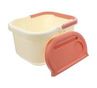ARTSEWPLY Foot Soaking Bath Bucket Small Milk White Plastic Foot Bath Tub for Home Spa Relaxation with Massage Function Suitable for Winter and Pedicure