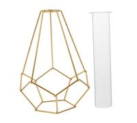 ARTSEWPLY Geometric Glass Tube Flowerpot with Iron Art Rack Hydroponic Plant Container Temperature Resistant Vase for Home and Flower Growing Nordic Style Decorative Display