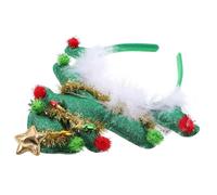 ARTSEWPLY Glowing Christmas Tree Headband Christmas Party Favor Ornaments Party Headband Clips Glitter Sequin Women Xmas Hair Band Cloth Green