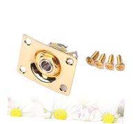 ARTSEWPLY Golden Guitar Jack Socket Copper Insert 6.35mm 1/4 Inch Output Endpin Jack Plate for Electric Guitar Bass Mounting Screws