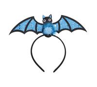 ARTSEWPLY Gothic Bat Wing Headband Lightweight Halloween Hairband with Soft Blue Pompoms Non-slip Fit for Costume Parties Masquerades and Themed Events