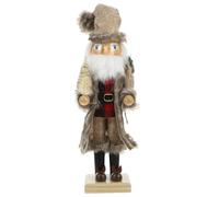 ARTSEWPLY Gray Linen Coat Santa Claus Nutcracker Decoration 38Cm Wooden Christmas Table Centerpiece Xmas Party Favor Nutcracker Craft Figurine