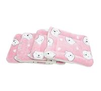 ARTSEWPLY Guinea Pig Blanket and Hamster Sleep Pad Soft Wool 4pcs Set Pink Bear Head Small Size Warm Bedding Mat for Small Pets Cage Liners