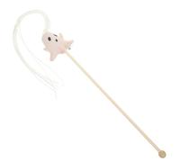 ARTSEWPLY Halloween Plush Cat Teaser Stick for Indoor Cats, Soft White Ghost Interactive Kitten Teasing Wand for Pet Play and Exercise