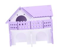 ARTSEWPLY Hamster Hideout Villa Small Animal PVC Pet House Cozy Guinea Pig Hideaway Cage Accessory for Hamsters and Small Pets in Bright Purple White Design