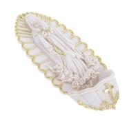 ARTSEWPLY Handcarved Our Lady Holy Water Font Hanging Religious Keepsake for First Communion and Confirmation Easy to Install Wall Decoration for Catholic Home Entrance and Altar