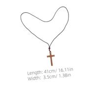 ARTSEWPLY Handcrafted Wooden Cross Pendant Necklace Retro Vintage Car Mirror Hanging Charm Religious Rosary Accessory Unique Faith Decoration Compatible with Vehicles