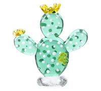 ARTSEWPLY Handmade Borosilicate Glass Cactus Ornament Desktop Figurine Home Decoration Creative Indoor Craft for Living Office Shelves Stylish Yellow Flower Accent