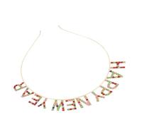 ARTSEWPLY Happy Year Hair Band Party Headband with Rhinestone Letters Lightweight Hair Decor for Year Eve Festival for Women