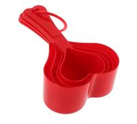 ARTSEWPLY Heart Shaped Measuring Spoon Set Nesting Plastic Spoons for Accurate Baking Cooking Measurements Compact Storage with Ring Family Friendly Kitchen Tool for Holiday Random Color