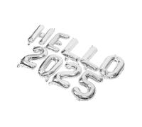 ARTSEWPLY Hello Aluminum Foil Balloons for Year Eve Party Decor Silver Metallic Letters and Numbers Burst Resistant Balloon Kit for Year End Celebration and Festive Atmosphere