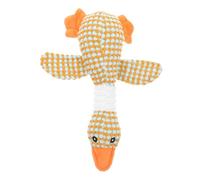 ARTSEWPLY Indestructible Plush Dog for Aggressive Chewers, Squeaky Chewing for Large Dogs, Sturdy Orange Goose Shape for Teething and Interactive Play