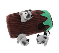 ARTSEWPLY Interactive Squeaky Dog with Plush Raccoon Burrow for Small Medium Large Pets Soft Secure Anxiety-reducing Enrichment for Mental Stimulation and Stress Relief