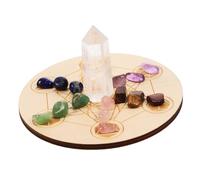 ARTSEWPLY Irregular Natural Crystal Chakra Stones with Wooden Divination Board Seven Star Array for Mystical Decoration and Feng Shui Energy Balancing