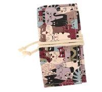 ARTSEWPLY Large Capacity Canvas Pencil Organizer Case for Colored Pencils and Gel Pens Art Supply Storage with Chic Cat Pattern Travel-Friendly Stationery Holder for Artists and Students