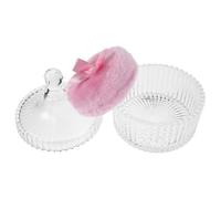 ARTSEWPLY Large Fluffy Soft Powder Puff Round Makeup Puff Reusable Loose Powder Applicator with Glass Container for Women Body Application