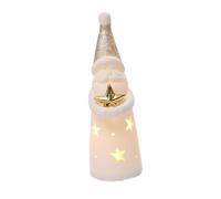 ARTSEWPLY LED Light Up Christmas Figurine Desktop Ornament Ceramic Xmas Tree Decoration for Home Unique Handheld Star Santa Sculpture Festive Tabletop Decor Family and Party