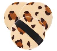 ARTSEWPLY Leopard Print Makeup Puff 3pcs Large Round Loose Powder Puff Soft Facial Makeup Applicators Household Cosmetic Powder Pads for Women Random Color