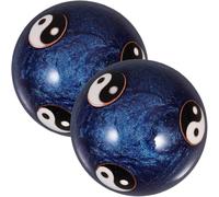 ARTSEWPLY Metal Hand Exercise Massage Balls 47Mm Blue Chinese Baoding Handballs with Low-Temperature Enamel Coating for Stress Relief and Arthritis Therapy, Portable Fitness Rolling Massage