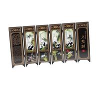 ARTSEWPLY Mini Wooden Folding Screen Antique Lacquerware Divider for Home Decor Handmade Oriental Desktop Panel for Living and Study Japanese Style Feng Shui Ornament