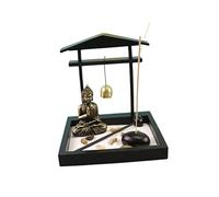 ARTSEWPLY Miniature Zen Garden with Buddha Statue for Meditation and Relaxation Desktop Sand Tray Landscape Peaceful Home Office Decor Creative Resin Feng Shui Ornament for Mindfulness and