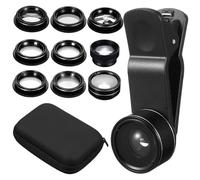 ARTSEWPLY Mobile Phone Camera Lens Kit with Cpl Wide Angle Macro Telephoto Fisheye Kaleidoscope Specialty Filters Portable Multifunctional Photography for Smartphones and Travel