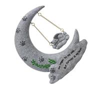 ARTSEWPLY Moon Shape Cat Memorial Stone Resin Pet Tombstone Statue for Garden Outdoor Decoration Synthetic Material Unique Angel Design for Cat Lovers