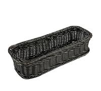 ARTSEWPLY Multi Functional Imitation Rattan Basket Rectangular Woven Plate Basket for Kitchen and Home Storage Dark Grey for Bread Snacks Fruits Vegetables Suitable for Hotel Restaurant