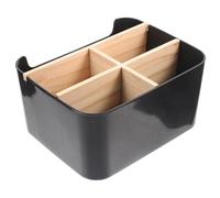 ARTSEWPLY Multi-grid Bamboo Makeup Organizer Box, Detachable Black Desktop Cosmetic Storage Case for Lipstick and Toiletry, Household Countertop Makeup Organizer for Vanity and Bathroom