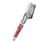 ARTSEWPLY Multifunctional Fish Frying Spatula and Tong Kitchen Accessory Extended Non Stick Handle for Steak Eggs and Barbecue Professional Restaurant Tool in Red