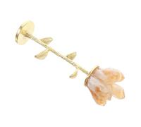 ARTSEWPLY Natural Citrine Crystal Flower Ornament with Sturdy Base Geometric Single Stem Bloom for Wedding Home Tabletop Decor Valentine S Day Elegant Centerpiece