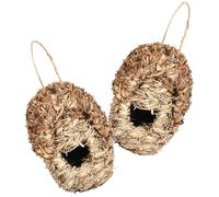 ARTSEWPLY Natural Straw Woven Bird House Handmade Hanging Garden Bird Nest Outdoor Decorative Roosting Pocket for Parrots
