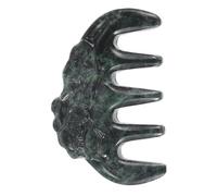 ARTSEWPLY Natural Tibetan Jade Scalp Massage Comb Multipurpose Scraping Tool for Stress Relief and Hair Detangling Elegant Snake Pattern Jade Five Tooth Design for Relaxing Scalp Therapy